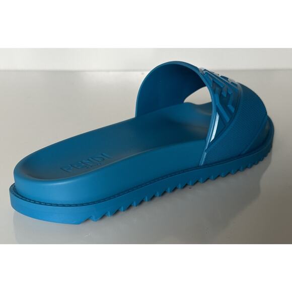 NIB $460 Fendi Men\'s FF Rubber Slide Sandals Cyber Blue 13 US/12 UK Italy 7X1377 main image 12